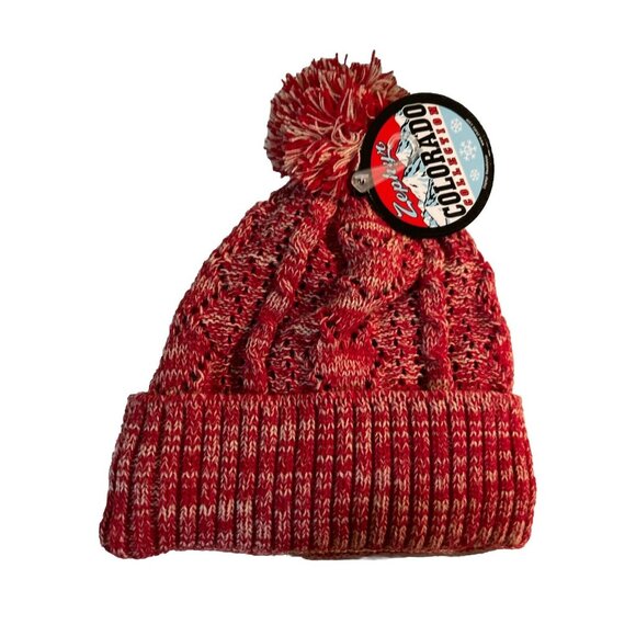 NCAA Zephyr Maryland Terrapins Red Winter Sports Pom Pom Cuffed Knit Beanie Hat - Picture 4 of 4